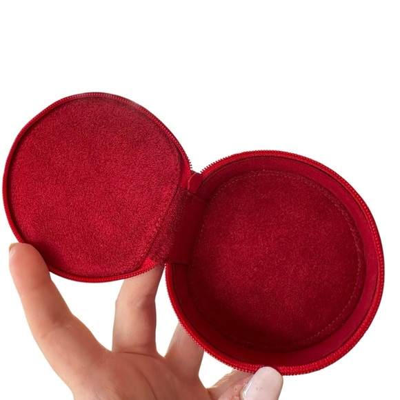 Authentic Louis Vuitton Red Epi Leather & Suede Round Jewelry Vanity Travel Case - Picture 11 of 15